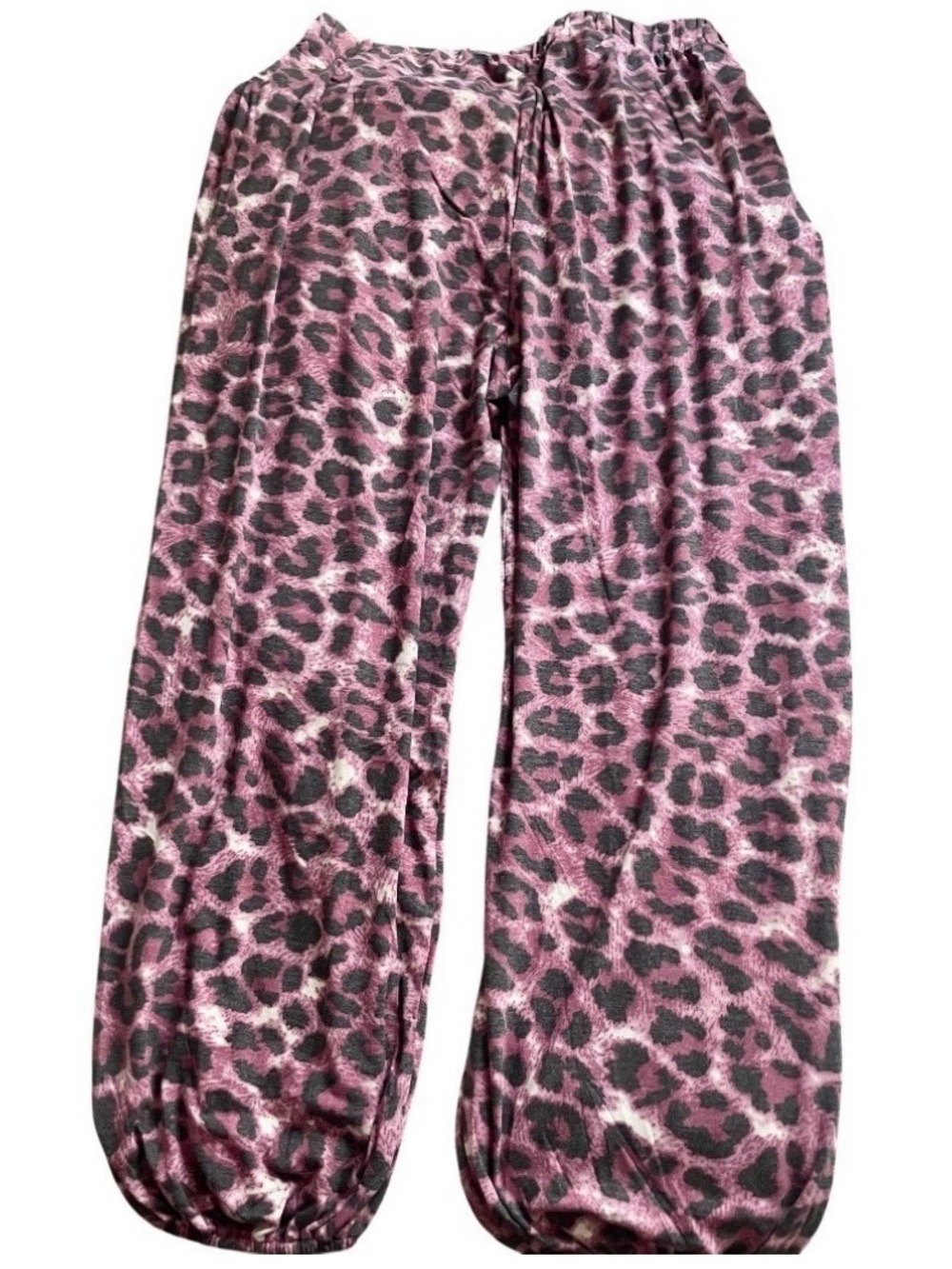 Zenana Pink Leopard-Print Harem Joggers NWT - Picture 4 of 6